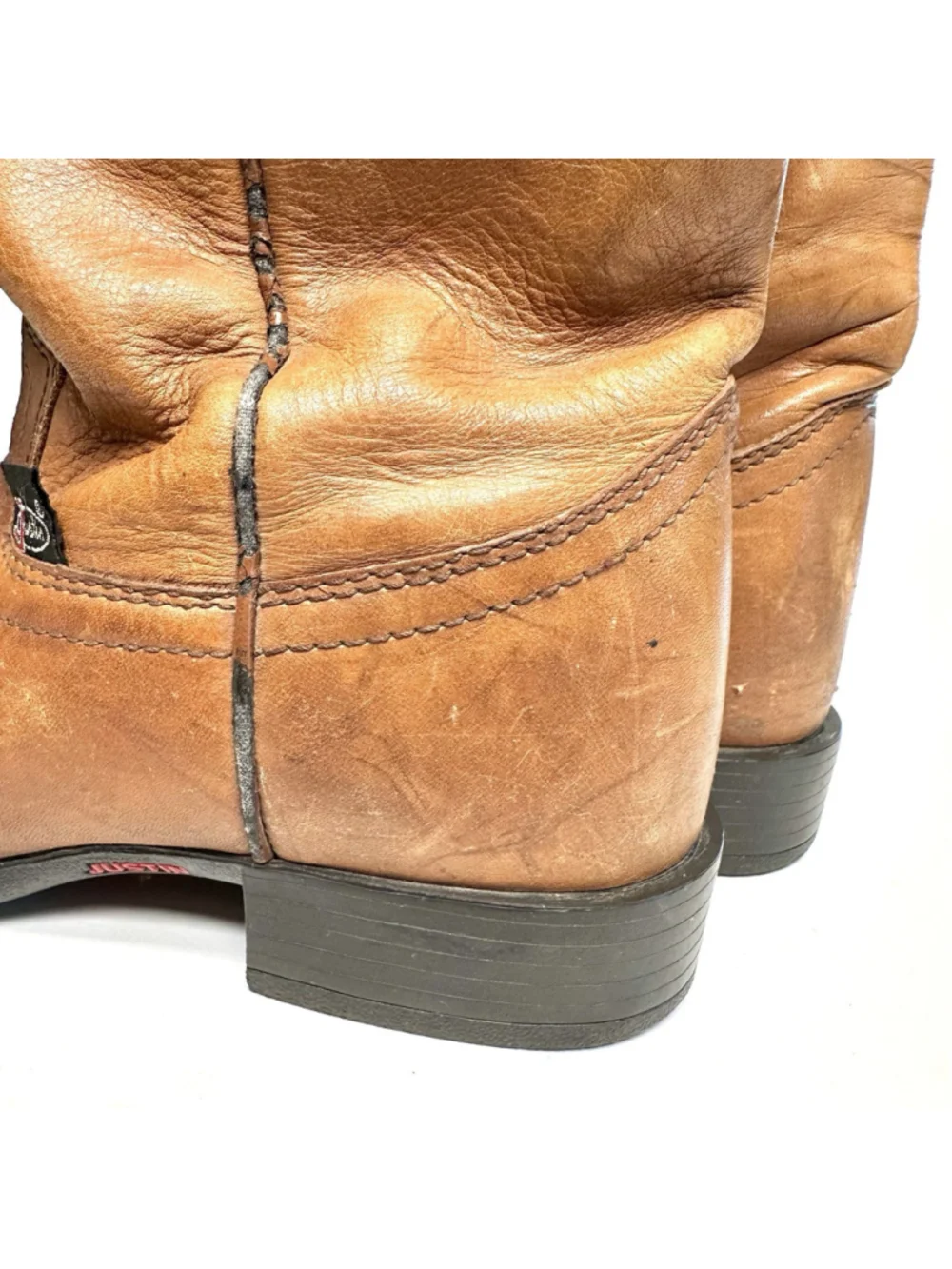 Justin CR0508 Women's Roper Boots Brown Leather Western Work Pull On Size 6.5 B